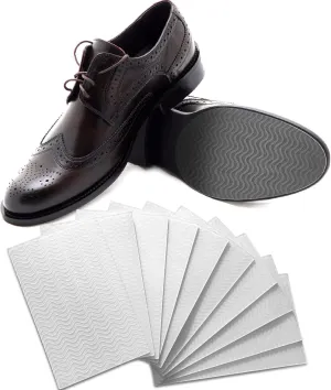 10 Pcs Non Slip Sole Protector Pads Anti Skid Treads 3.1 x 5.1 Inches Adhesive Grip Pads Rubber for Bottom of Men Women Shoes Heels or Boots Replacement (Clear, Wave)