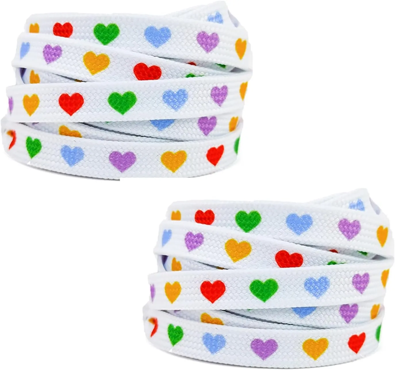 2 Pairs Flat Shoelaces Hearts Printed Shoe Laces Heart Shoe Strings Sneakers Laces Shoe Lace Replacements Shoestrings for Sneakers