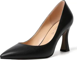 AMBELIGHT Womens Slip On Dress Pointed Toe Suede Wedding Stiletto High Heel Pumps Shoes 3.3 Inch