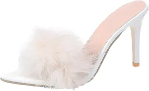 And Plush Sandals Thin Heel Pointed Women Slippers Fashion Decorated Women's High Heels Cork Sandals