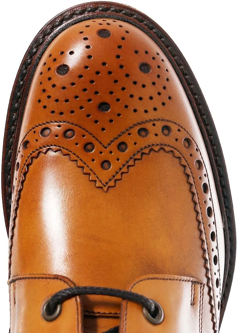 Bedale Brown Burnished Calf Leather Mens Derby Boots