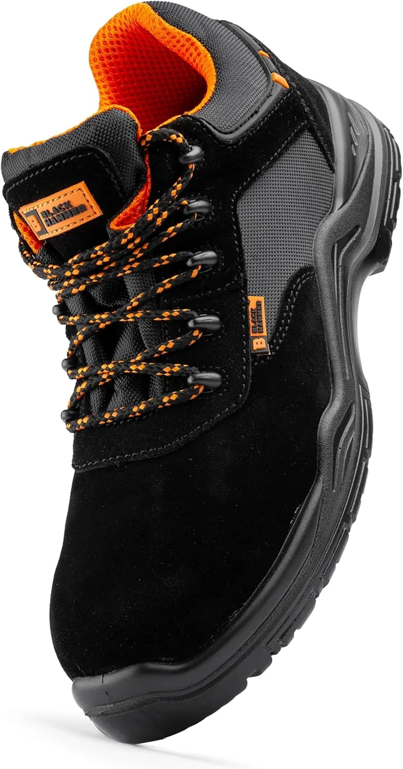 Black Hammer Composite Toe Cap Men Work Safety Sneakers Lightweight Industrial Construction Extra Grip Anti Slip Shoe 1557