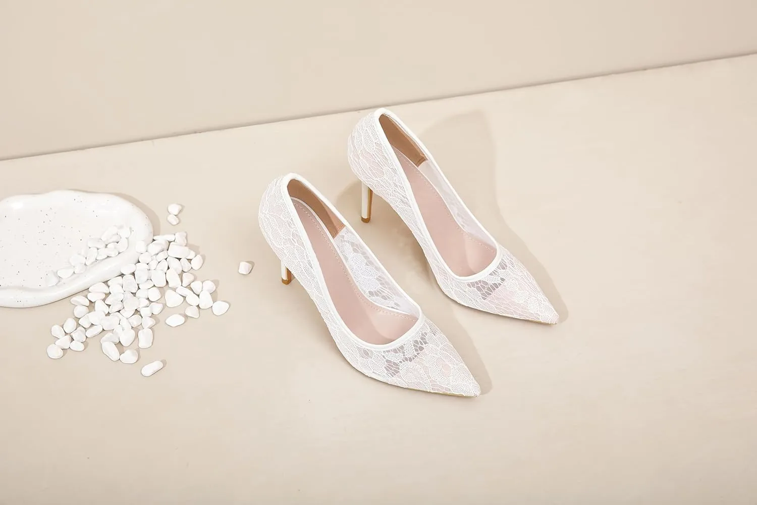 Black Heels for Women Sexy Pointed Closed Toe Lace High Heels Comfortable Suede Stiletto Wedding Party Pumps Shoes