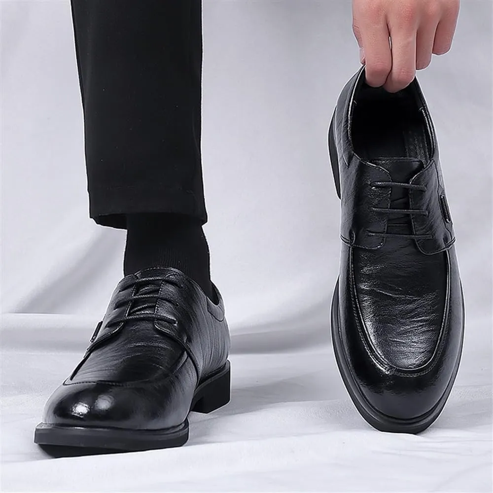 Black Leather Dress Shoes Modern Breathable Business Casual Comfort Formal Shoes New Business Shoes Formal Work Shoes Men's Leather Dress Shoes