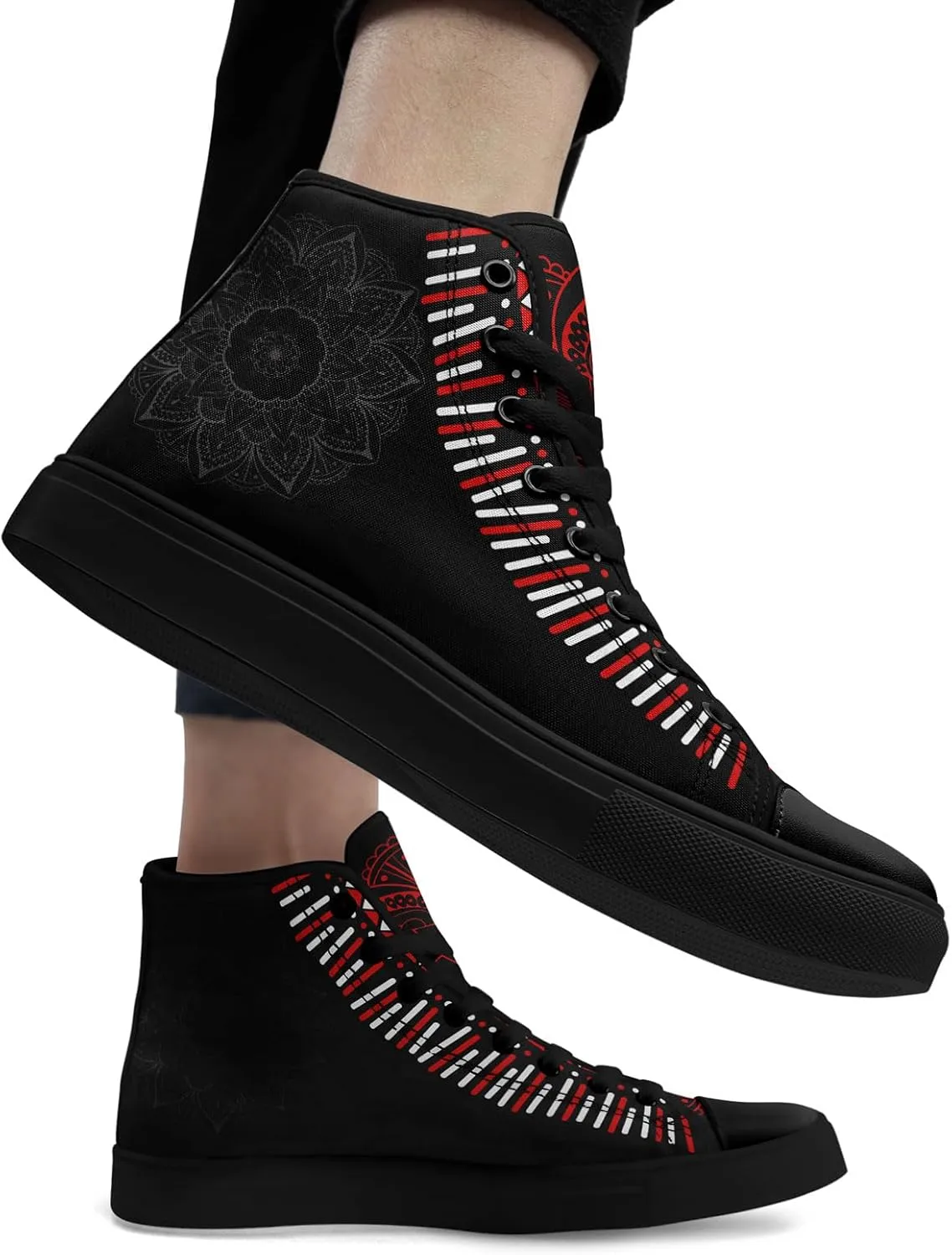 Boho High Top Canvas Shoes for Women Men Lightweight Comfortable Artistic Yoga Style Gift Lace-Up Casual Wear Sneakers