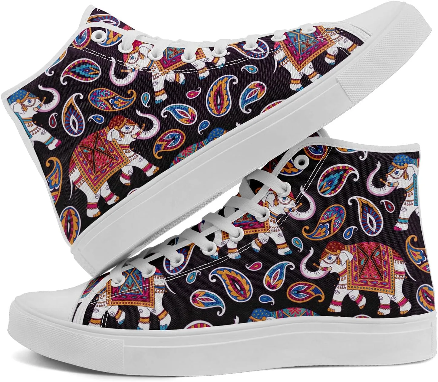 Boho High Top Canvas Shoes for Women Men Lightweight Comfortable Artistic Yoga Style Gift Lace-Up Casual Wear Sneakers