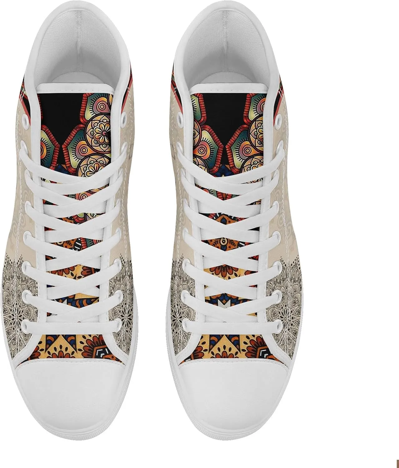 Boho High Top Canvas Shoes for Women Men Lightweight Comfortable Artistic Yoga Style Gift Lace-Up Casual Wear Sneakers