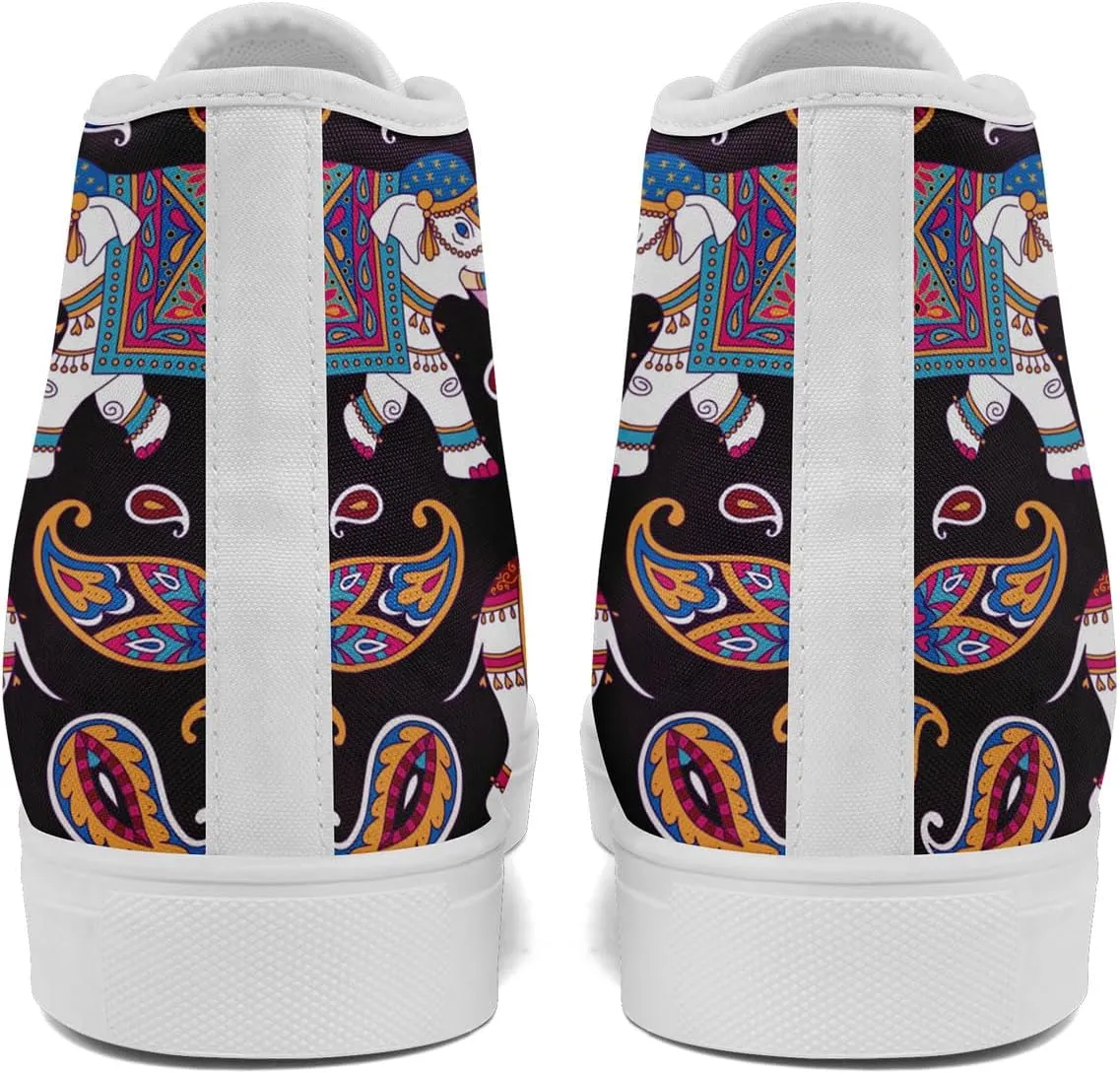 Boho High Top Canvas Shoes for Women Men Lightweight Comfortable Artistic Yoga Style Gift Lace-Up Casual Wear Sneakers