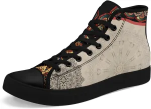 Boho High Top Canvas Shoes for Women Men Lightweight Comfortable Artistic Yoga Style Gift Lace-Up Casual Wear Sneakers