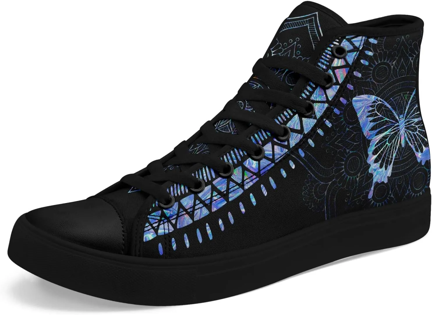 Boho High Top Canvas Shoes for Women Men Lightweight Comfortable Artistic Yoga Style Gift Lace-Up Casual Wear Sneakers