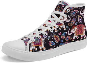 Boho High Top Canvas Shoes for Women Men Lightweight Comfortable Artistic Yoga Style Gift Lace-Up Casual Wear Sneakers