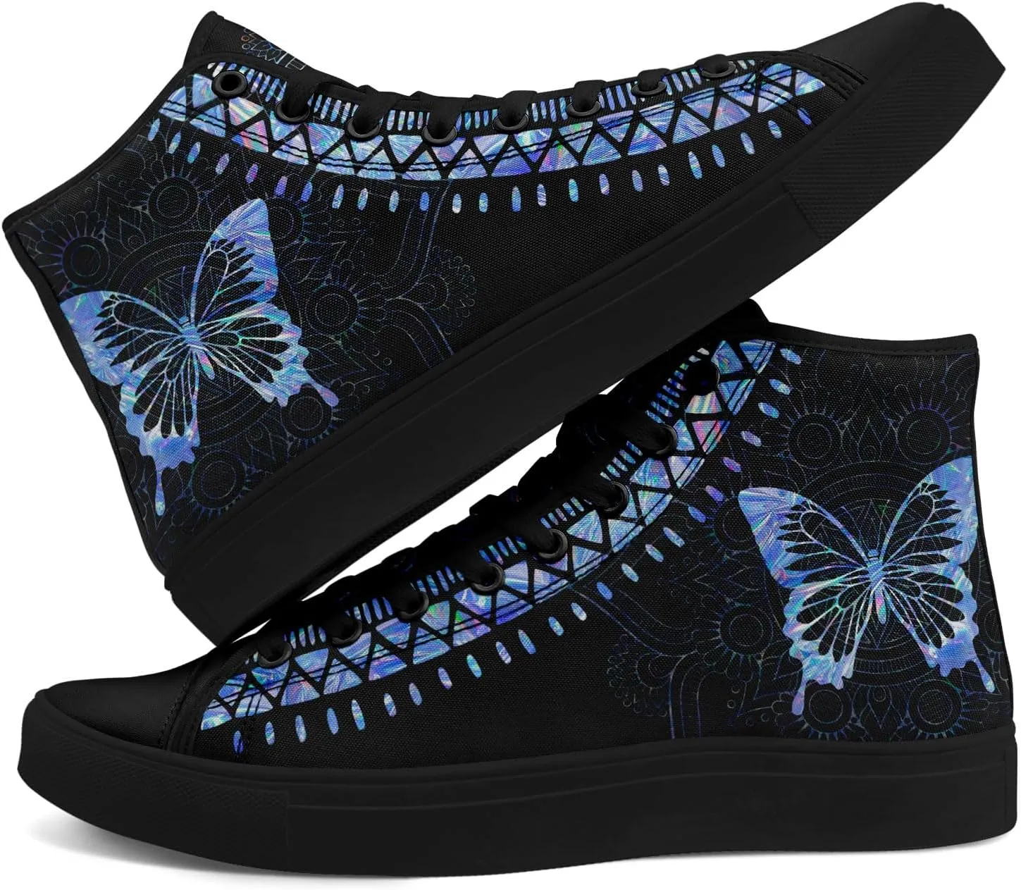 Boho High Top Canvas Shoes for Women Men Lightweight Comfortable Artistic Yoga Style Gift Lace-Up Casual Wear Sneakers
