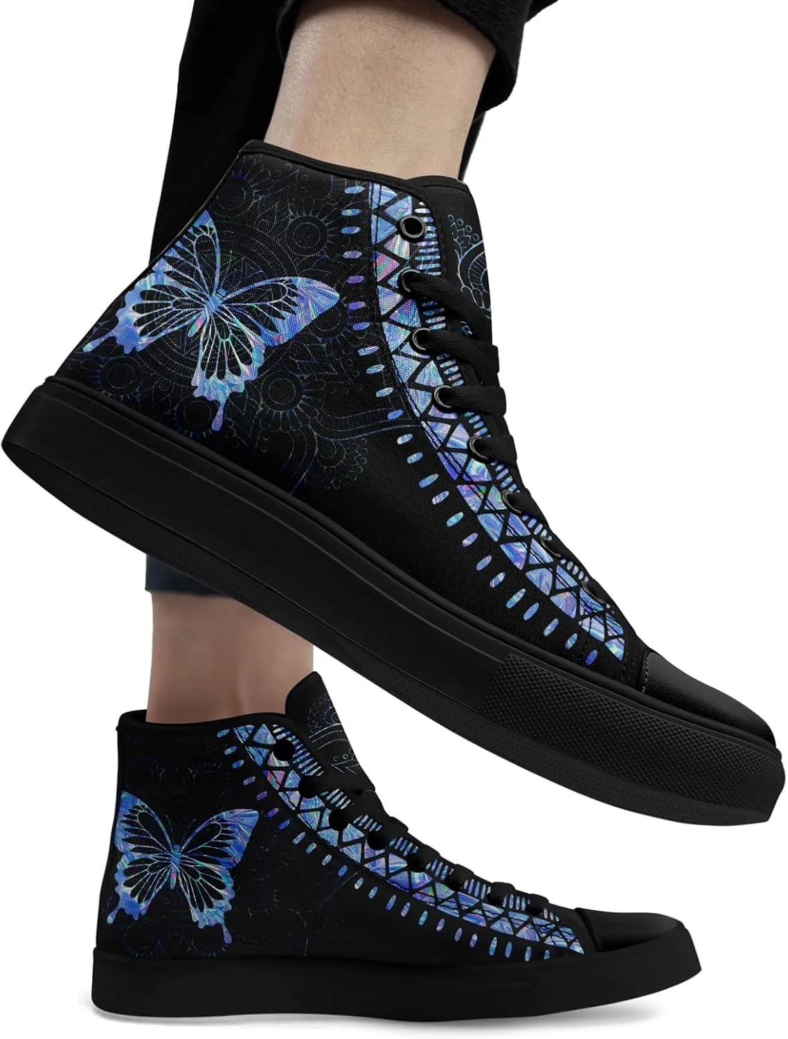 Boho High Top Canvas Shoes for Women Men Lightweight Comfortable Artistic Yoga Style Gift Lace-Up Casual Wear Sneakers