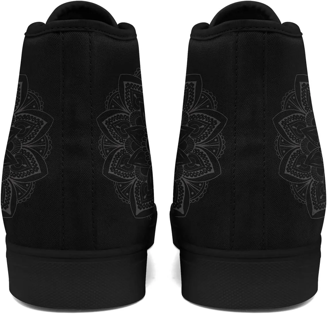 Boho High Top Canvas Shoes for Women Men Lightweight Comfortable Artistic Yoga Style Gift Lace-Up Casual Wear Sneakers