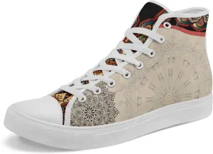 Boho High Top Canvas Shoes for Women Men Lightweight Comfortable Artistic Yoga Style Gift Lace-Up Casual Wear Sneakers