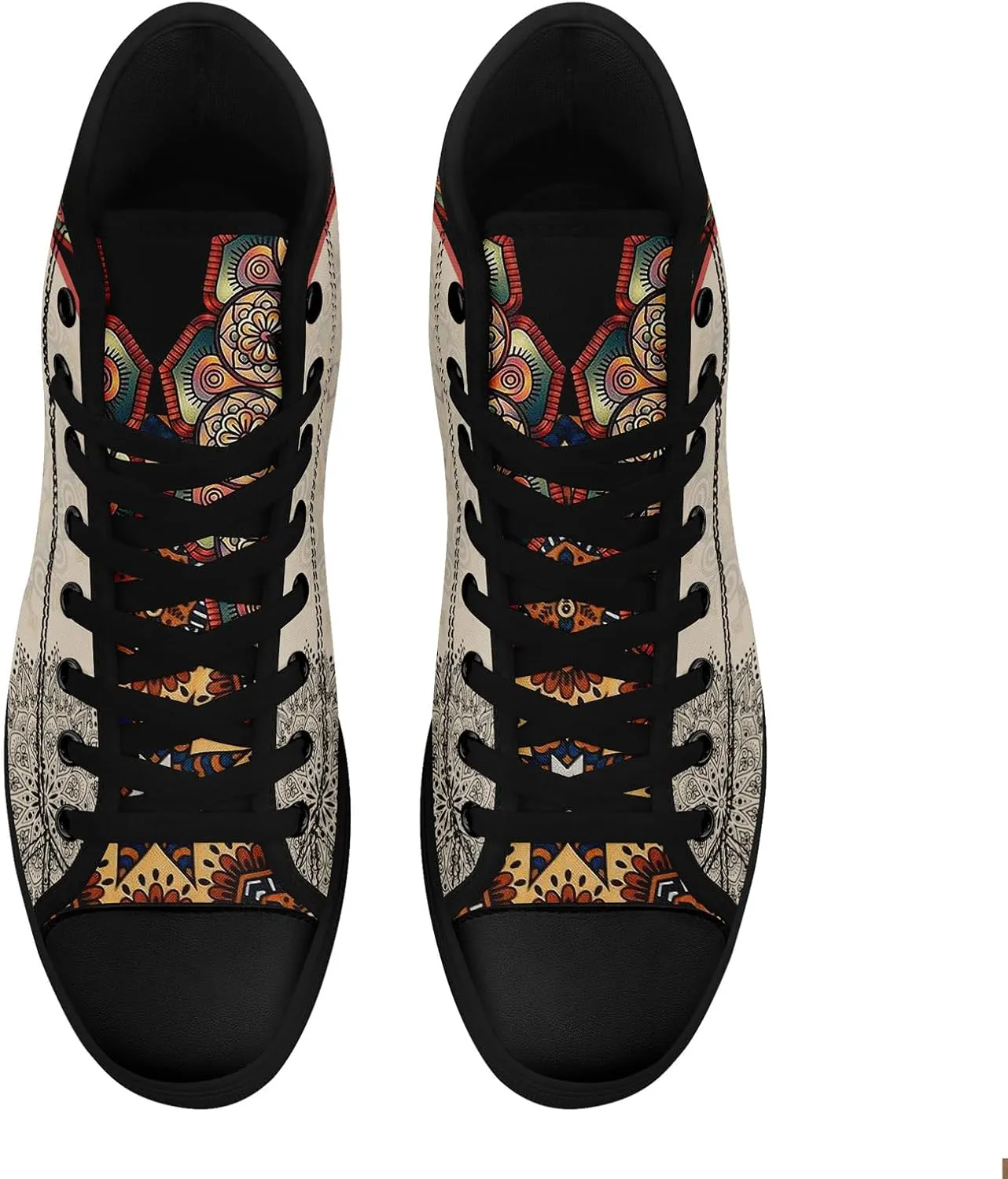 Boho High Top Canvas Shoes for Women Men Lightweight Comfortable Artistic Yoga Style Gift Lace-Up Casual Wear Sneakers