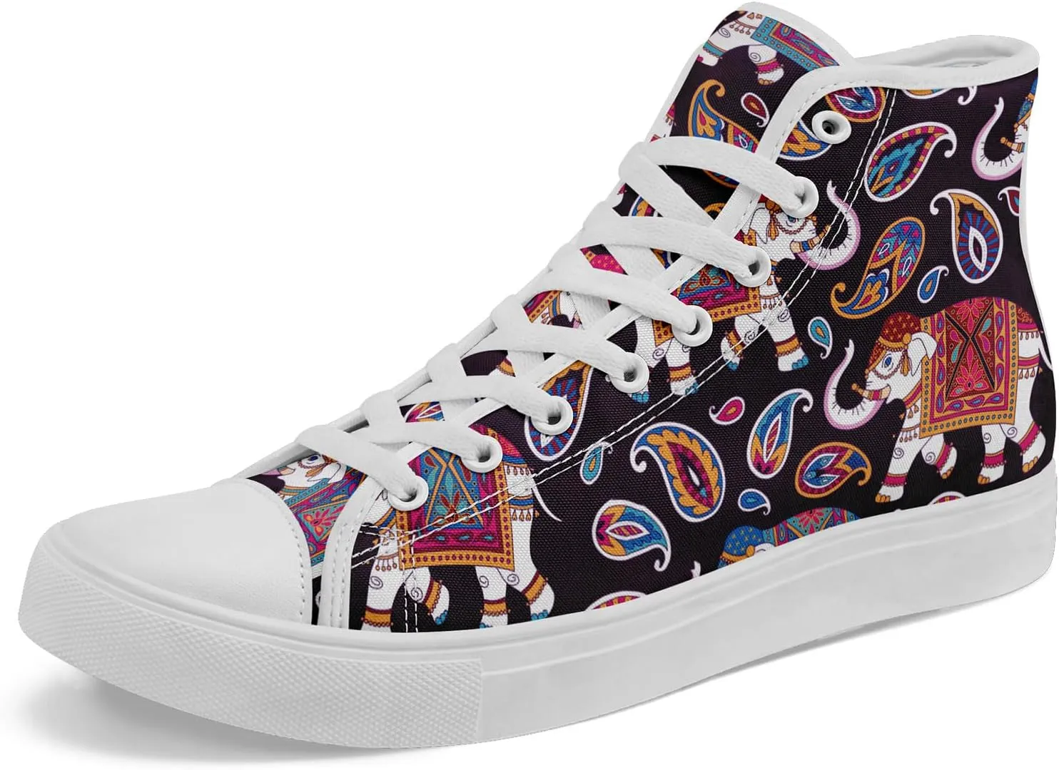 Boho High Top Canvas Shoes for Women Men Lightweight Comfortable Artistic Yoga Style Gift Lace-Up Casual Wear Sneakers