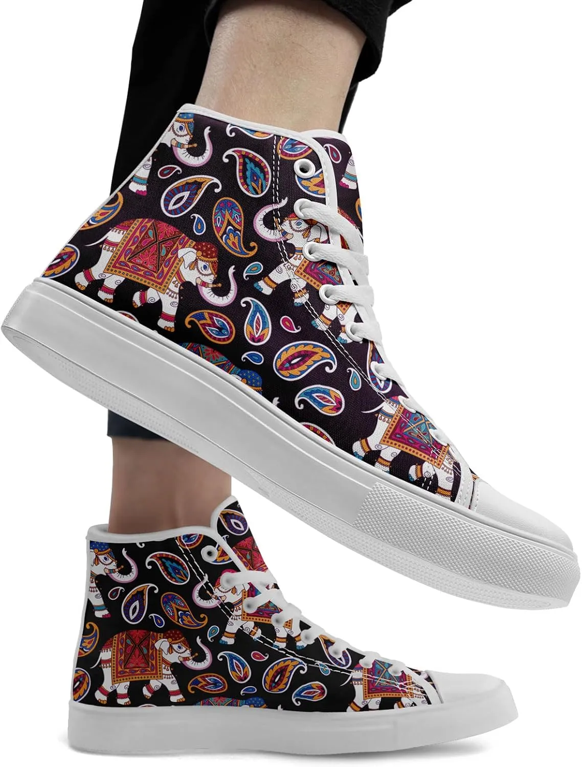 Boho High Top Canvas Shoes for Women Men Lightweight Comfortable Artistic Yoga Style Gift Lace-Up Casual Wear Sneakers