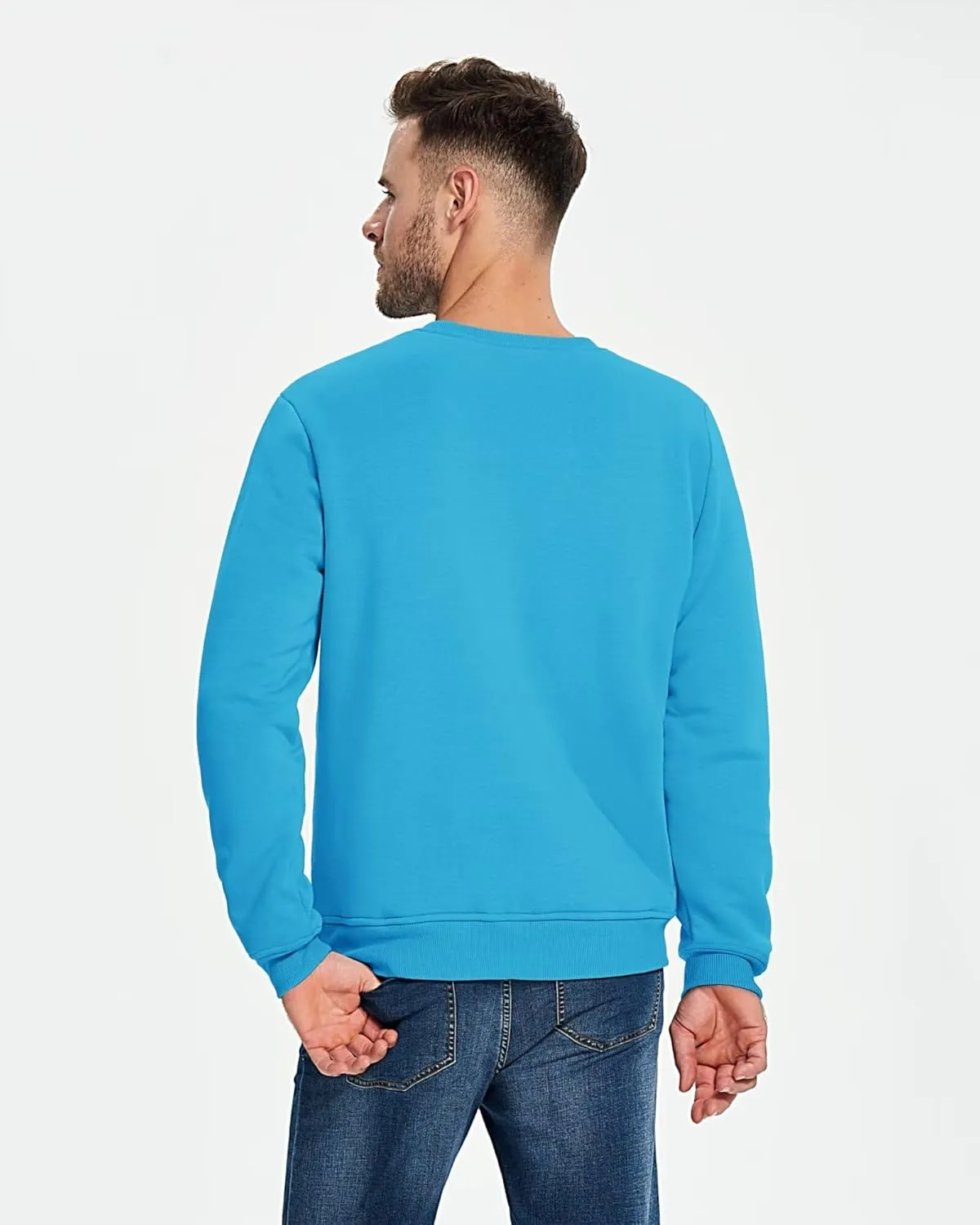 Boladeci Men's Full Sherpa Lined Crewneck Sweatshirts Premium Heavy-weight Fleece Pullover Thick Thermal Cotton Sweat-Shirts
