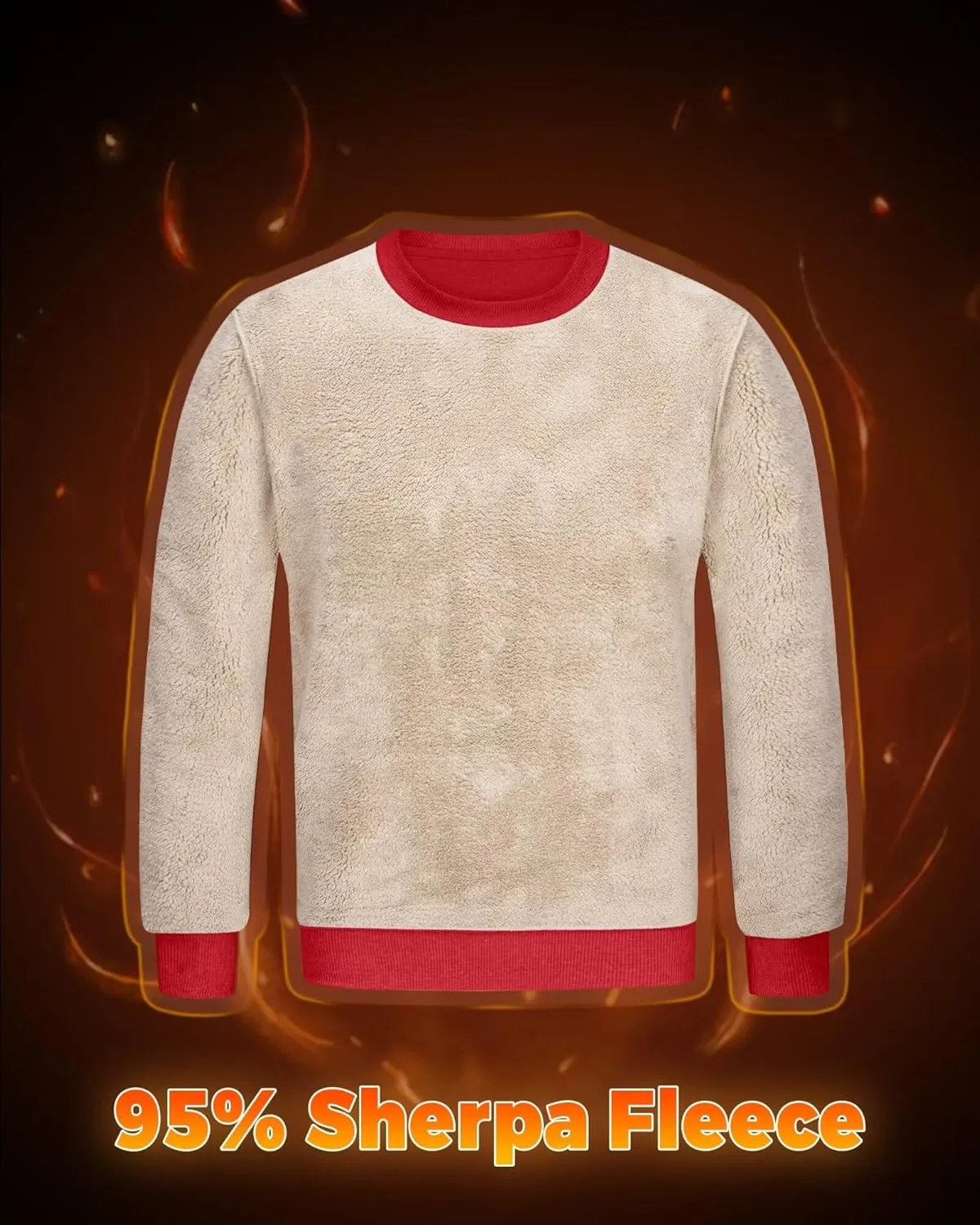 Boladeci Men's Full Sherpa Lined Crewneck Sweatshirts Premium Heavy-weight Fleece Pullover Thick Thermal Cotton Sweat-Shirts