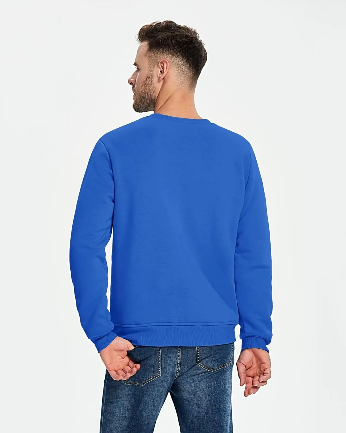 Boladeci Men's Full Sherpa Lined Crewneck Sweatshirts Premium Heavy-weight Fleece Pullover Thick Thermal Cotton Sweat-Shirts