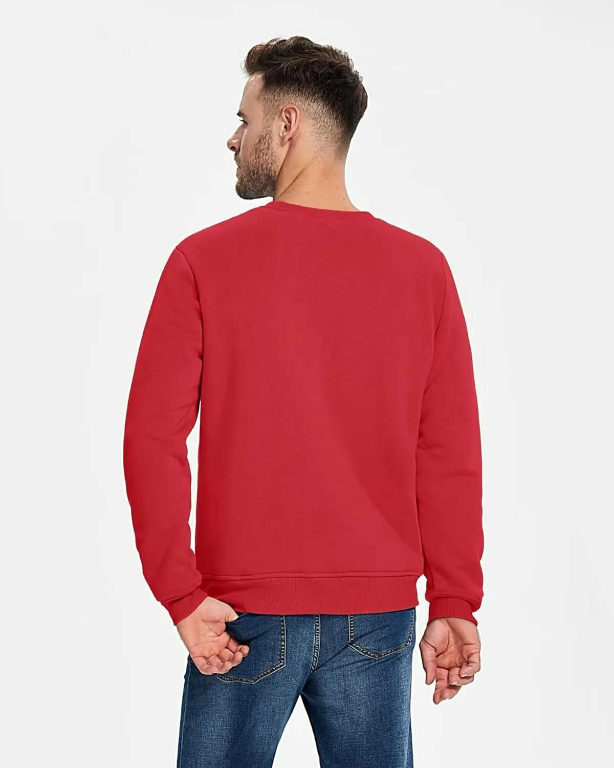 Boladeci Men's Full Sherpa Lined Crewneck Sweatshirts Premium Heavy-weight Fleece Pullover Thick Thermal Cotton Sweat-Shirts