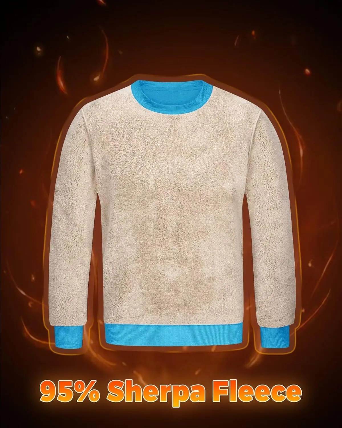 Boladeci Men's Full Sherpa Lined Crewneck Sweatshirts Premium Heavy-weight Fleece Pullover Thick Thermal Cotton Sweat-Shirts