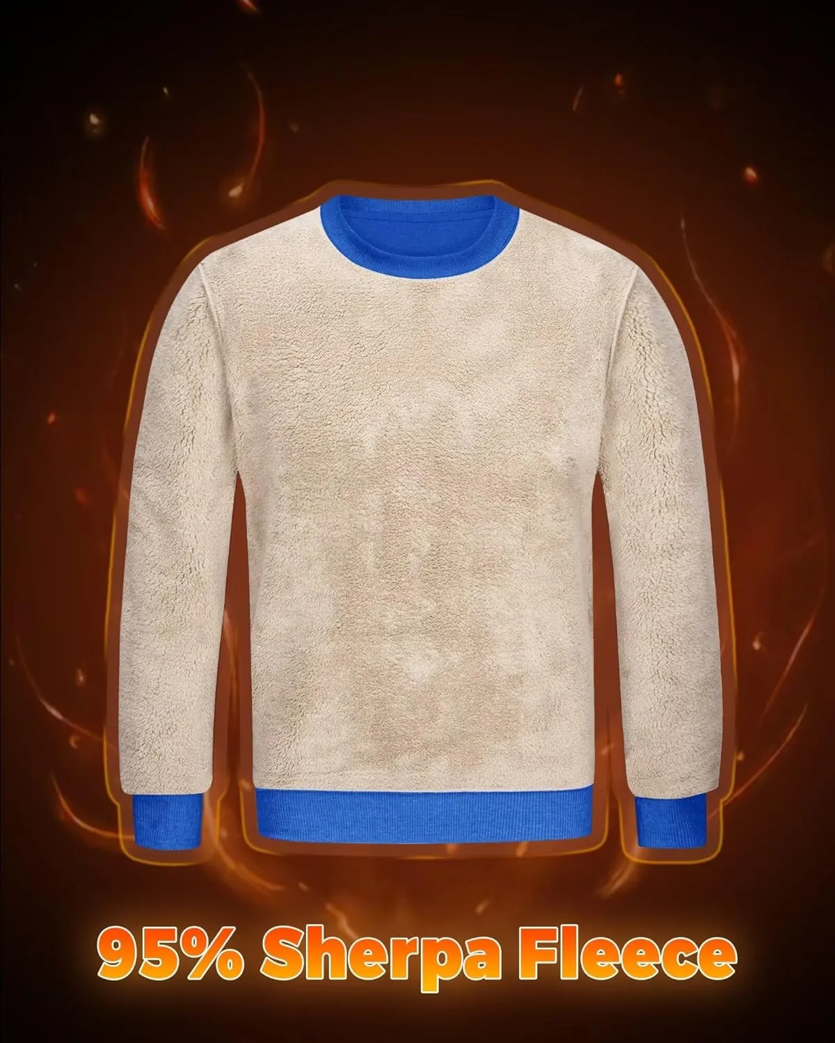 Boladeci Men's Full Sherpa Lined Crewneck Sweatshirts Premium Heavy-weight Fleece Pullover Thick Thermal Cotton Sweat-Shirts