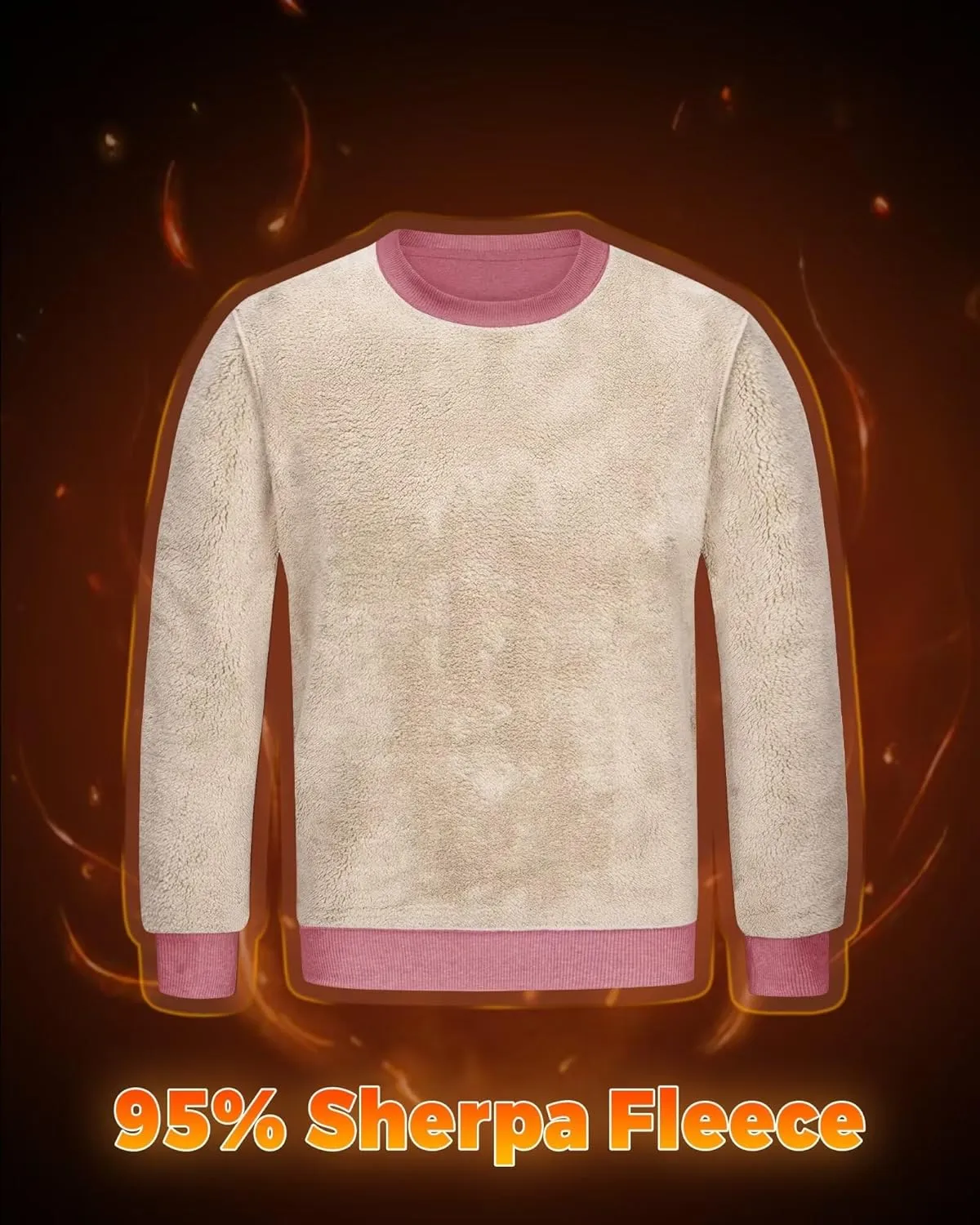Boladeci Men's Full Sherpa Lined Crewneck Sweatshirts Premium Heavy-weight Fleece Pullover Thick Thermal Cotton Sweat-Shirts