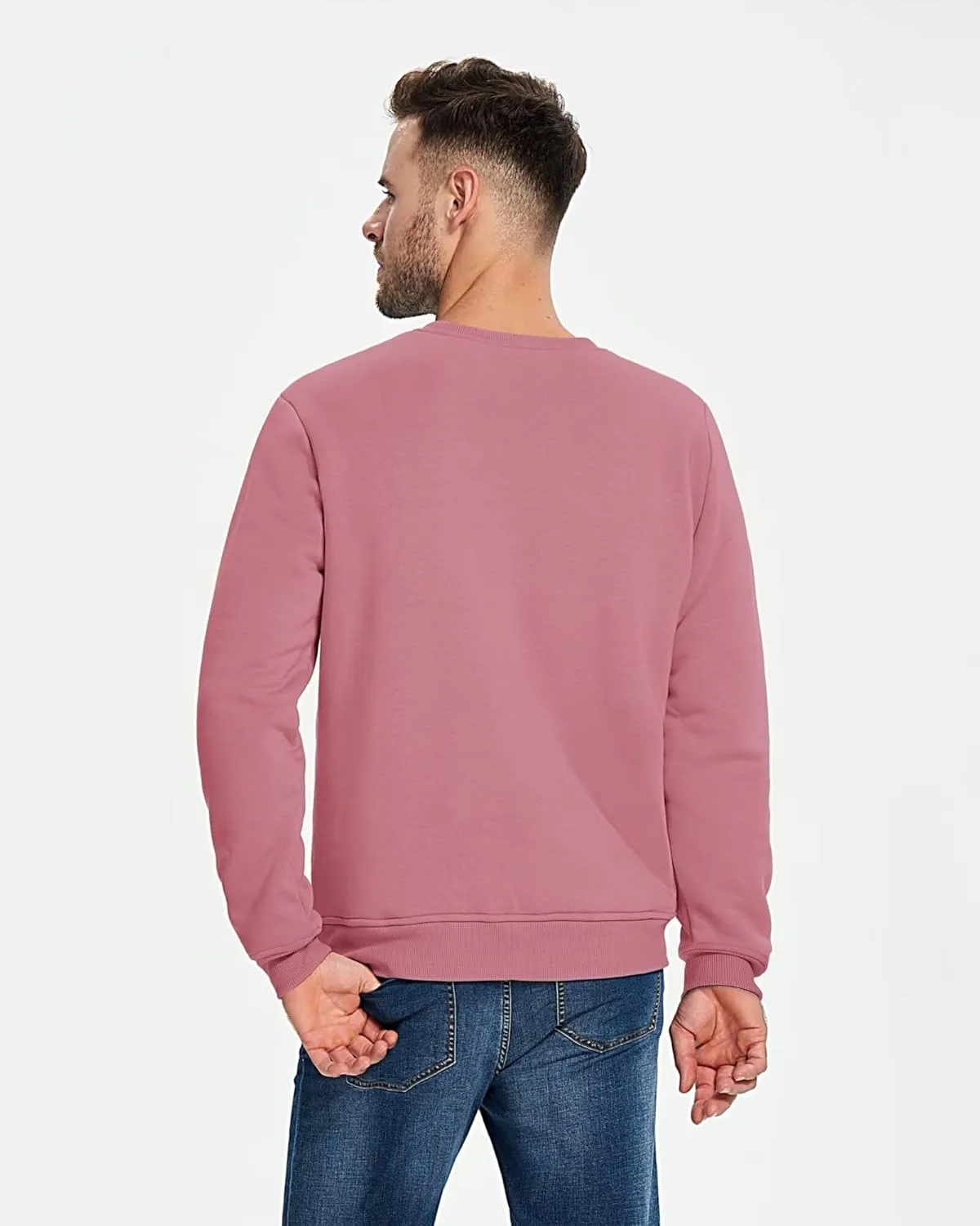 Boladeci Men's Full Sherpa Lined Crewneck Sweatshirts Premium Heavy-weight Fleece Pullover Thick Thermal Cotton Sweat-Shirts