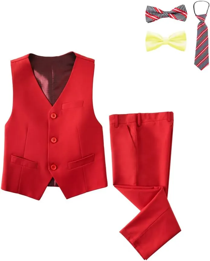Boys Formal 5 Piece Suit Vest Pants Set
