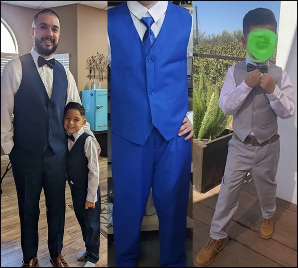 Boys Formal 5 Piece Suit Vest Pants Set