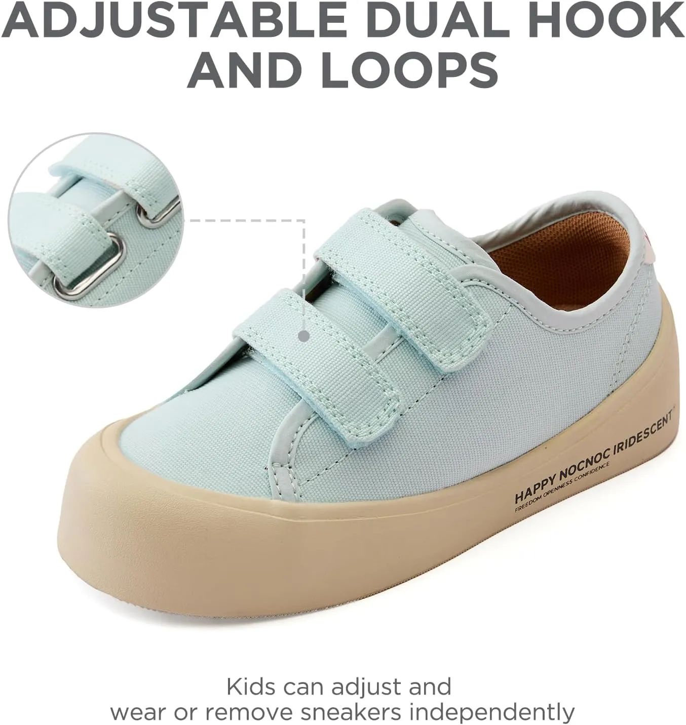 Boys Girls Kids Shoes Dual Hook and Loops Cupsole Casual Lightweight Canvas Sneakers with Sport Sole