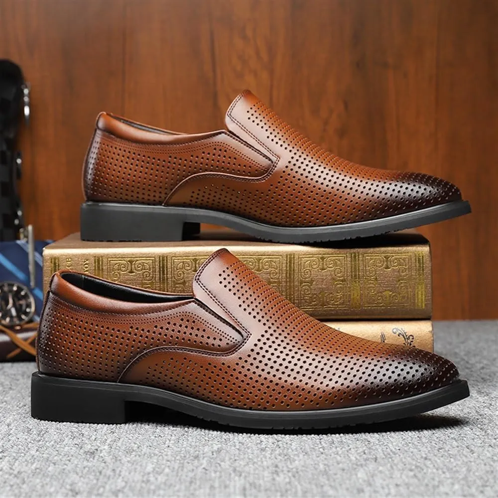 Breathable Hollow Mens Classic Formal Shoes Oxford Patent Leather Tuxedo Wedding Business Dress Slip On Elegant Comfortable Pointed Toe Stylish Non Slip Formal Party