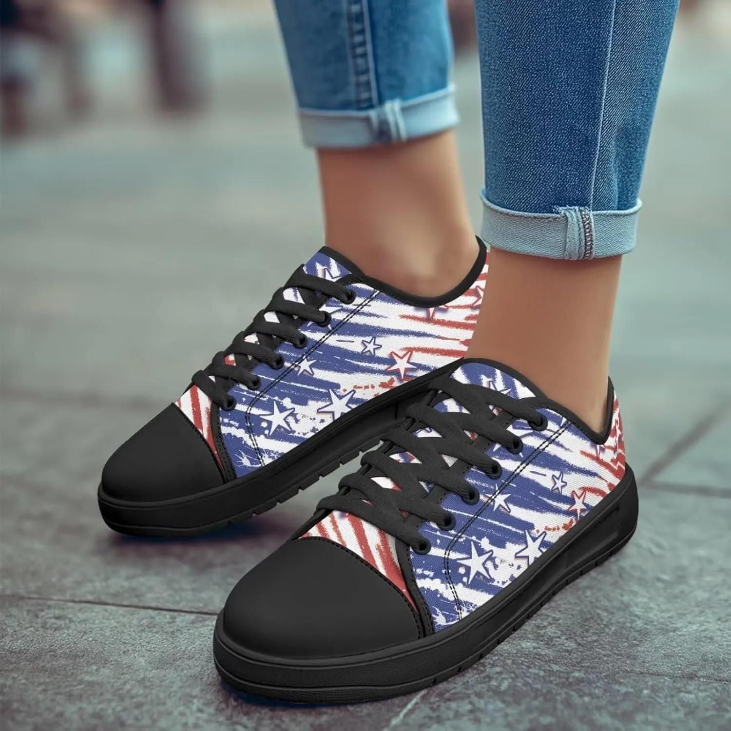 Canvas Shoes for Women Platform Sneakers Slip on Lace-up Walking Flats Outdoor Lightweight Tennis Shoe