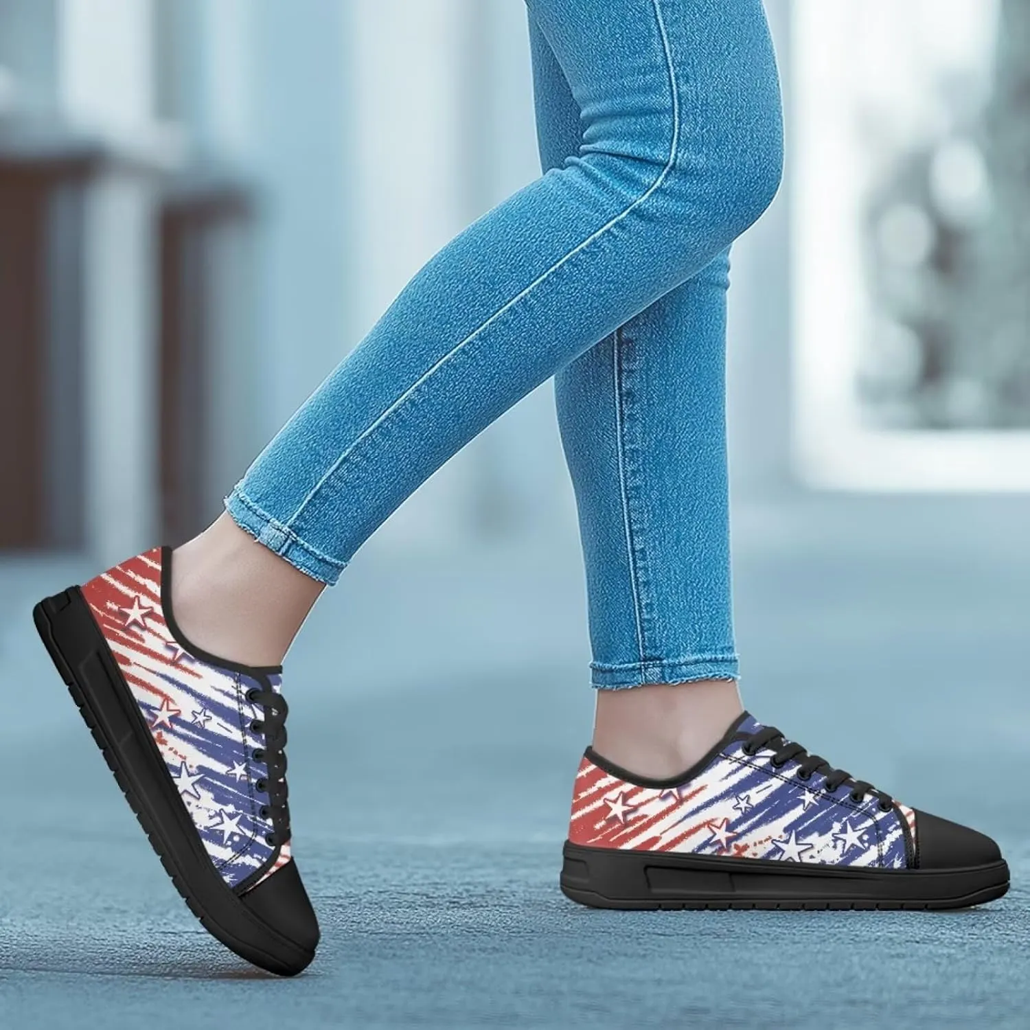 Canvas Shoes for Women Platform Sneakers Slip on Lace-up Walking Flats Outdoor Lightweight Tennis Shoe