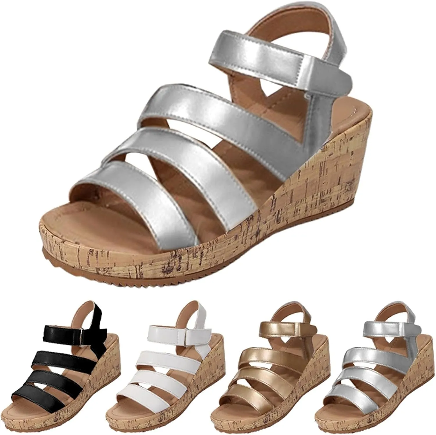 Casual Sandals for Women 2025 Fashion Stappy Ankle Strap Open Toe Wedge Sandals Summer Dressy Elegant Shoes