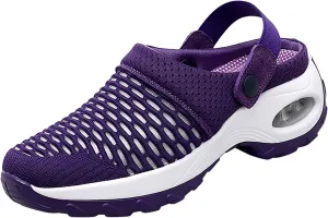 Cathalem Flat Sandals for Women, Air Cushion Slip-on Walking Stretch Shoes for Women Wide Width Arch Support