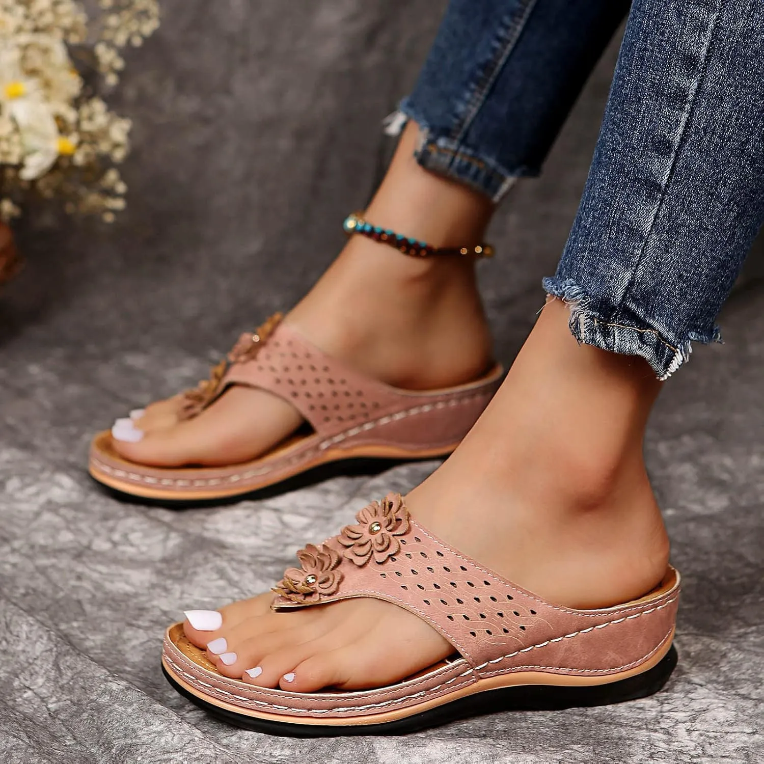 Cathalem Summer Sandals for Women 2024, Orthopedic Wedge Sandals for Women Dressy Summer Walking Sandals with Arch Support
