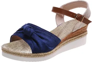Cathalem Summer Sandals for Women 2024,Summer Platform Cork Wedges Espadrille Heel Strappy Leather Arch Support Sandals
