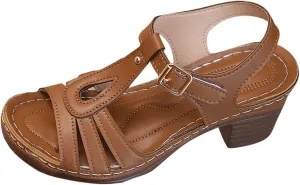 Chunky Heel Sandals for Women 2025 Spring Summer Trendy Open Toe Shoes Adjustable Ankle Strap Pu Leather Sandals