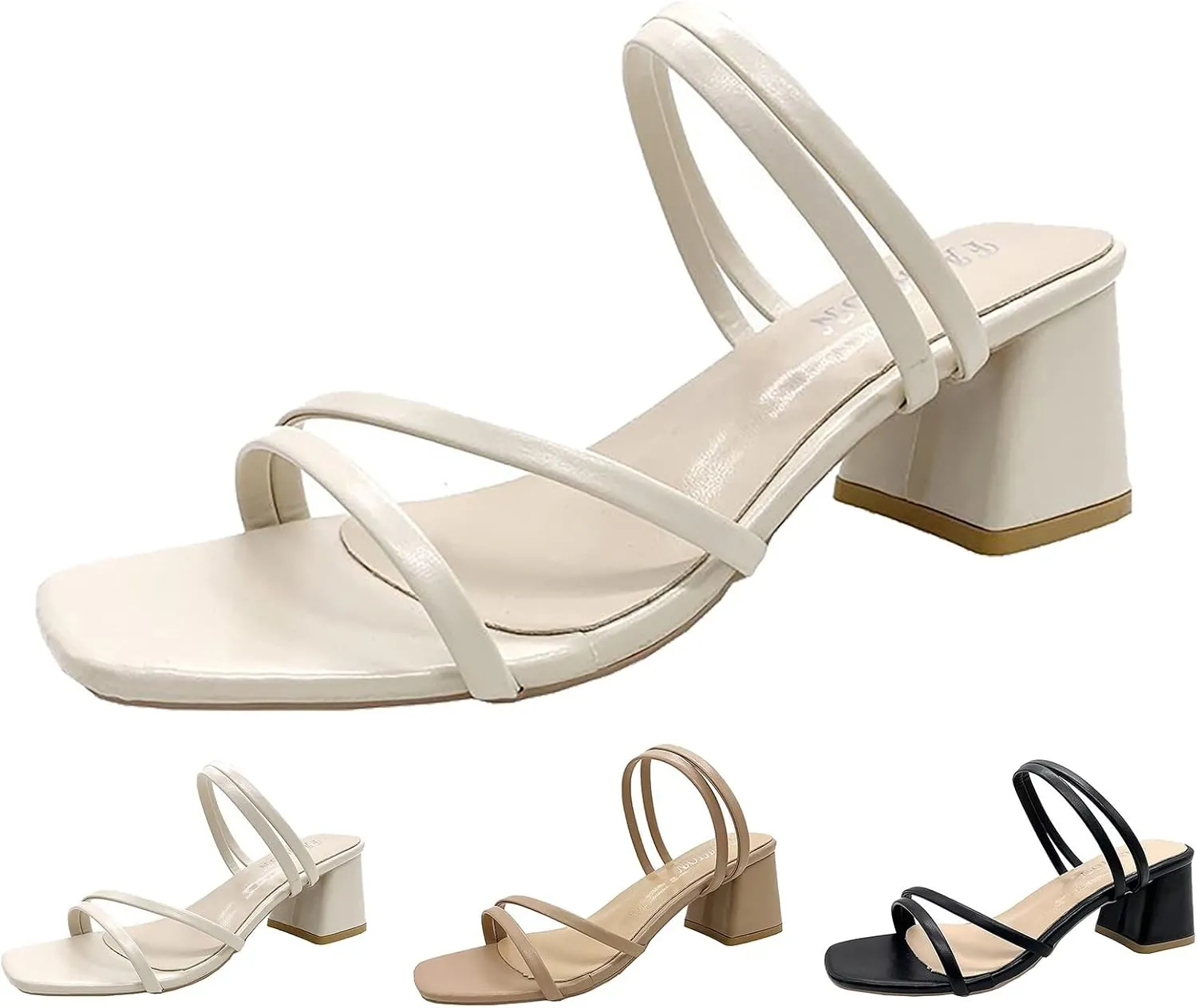 Chunky Heels for Women Strappy Low Heels Vacation Sandals Square Toe Chunky Sandals Ankle Buckle Block Heeled