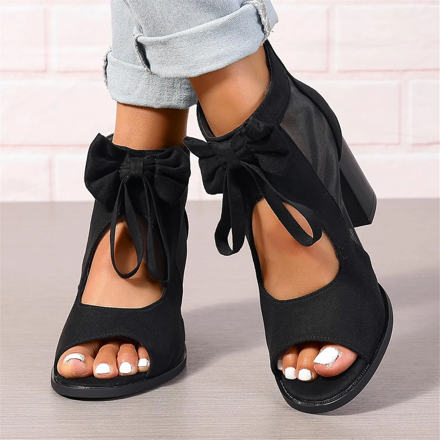 Chunky Heels For Women Wedding Block Heels Open Toe Ankle Strap Heeled Sandals Comfortable Party Dress Pumps Shoes