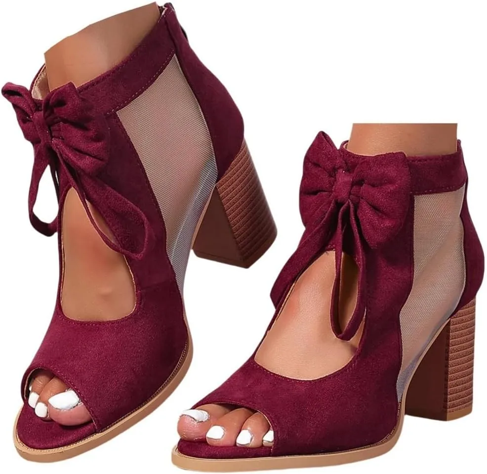 Chunky Heels For Women Wedding Open Toe Heeled Sandals Slip On Block Mid Heels Comfortable Party Dress Pumps Shoes