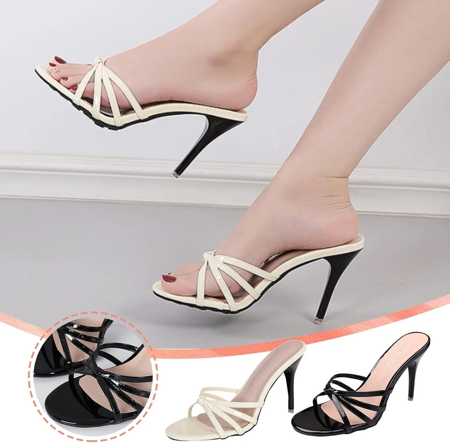 Clear Heels for Women Platform Heeled Stiletto Sandals Round Open Toe Slip on Heels Sexy Party High Heels Slippers