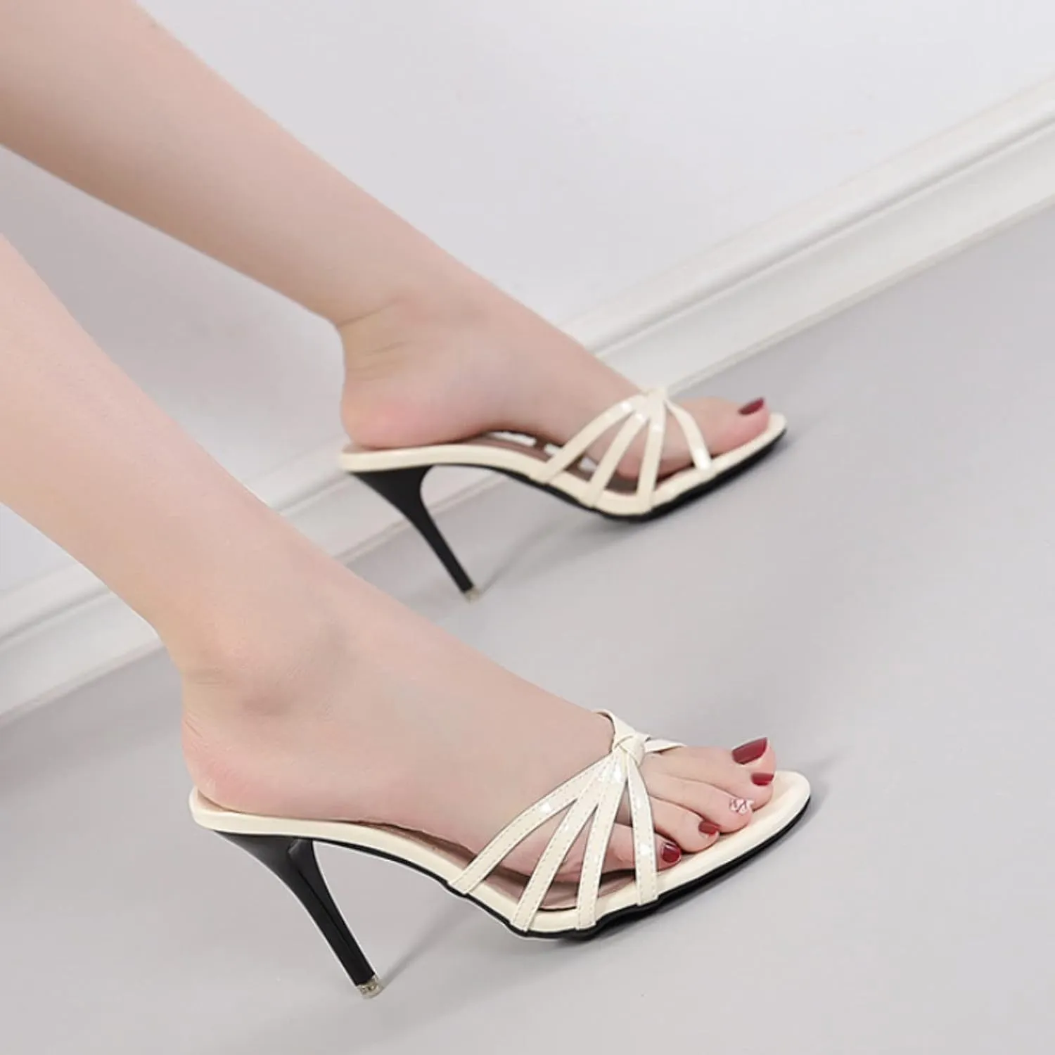 Clear Heels for Women Platform Heeled Stiletto Sandals Round Open Toe Slip on Heels Sexy Party High Heels Slippers