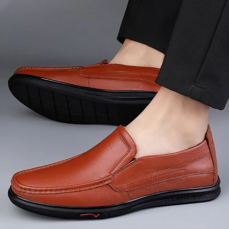 Comfortable Anti-Slip Round Toe Causal Shoes Men's Soft Bottom Leather Dress Oxford Shoes Formal Shoes for Men New Business Party Formal Shoes