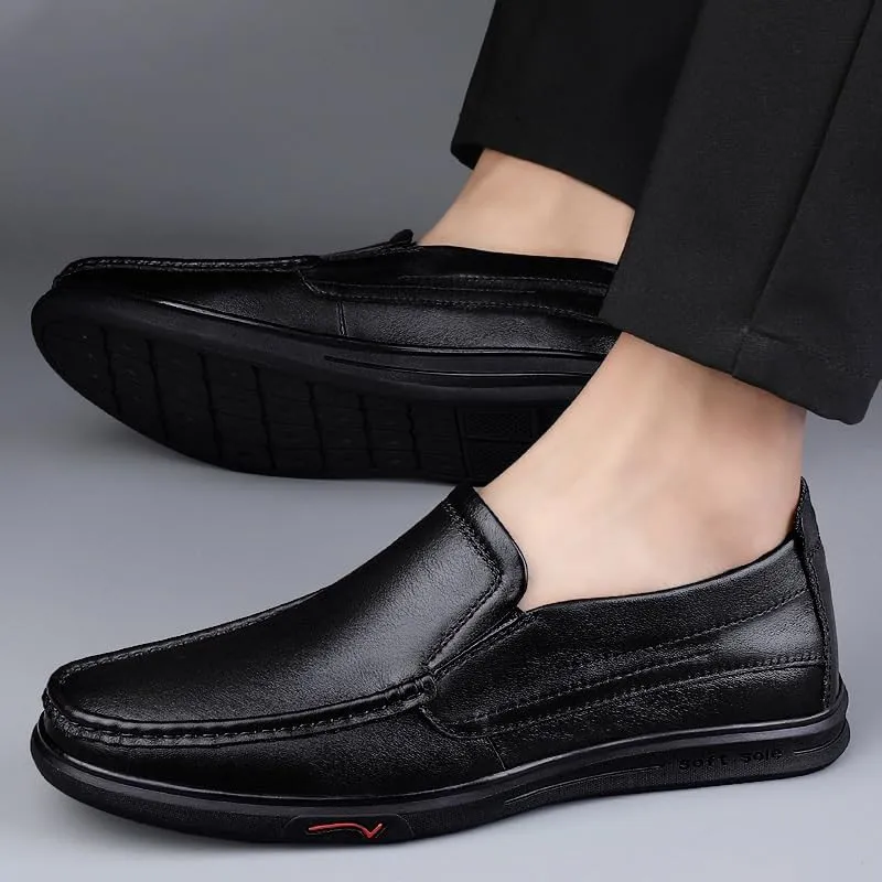 Comfortable Anti-Slip Round Toe Causal Shoes Men's Soft Bottom Leather Dress Oxford Shoes Formal Shoes for Men New Business Party Formal Shoes