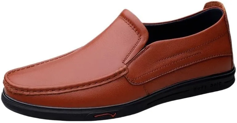 Comfortable Anti-Slip Round Toe Causal Shoes Men's Soft Bottom Leather Dress Oxford Shoes Formal Shoes for Men New Business Party Formal Shoes
