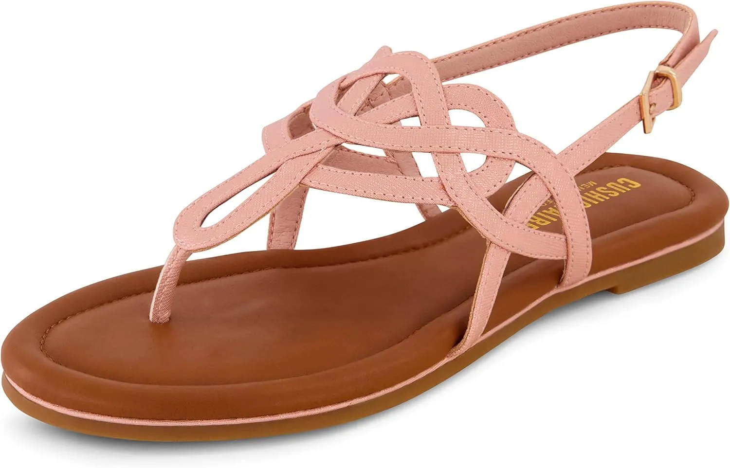 CUSHIONAIRE Women's Judit flat sandal  Comfort Foam, Wide Widths Available